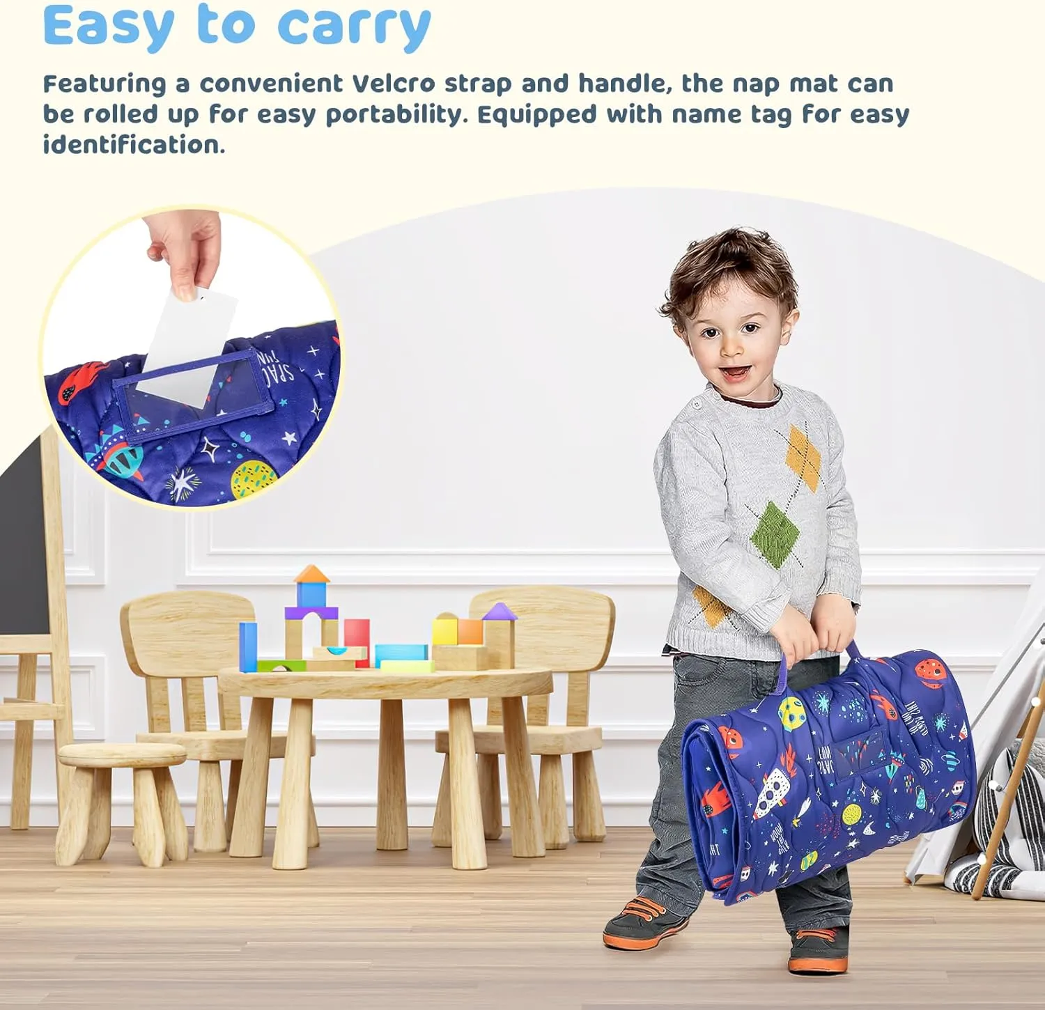 commercial collarless emanate barb postal for 2-7 Years$ Cotton Toddler Sleeping Bag with Removable Minky Blanket$ Daycare Nap Mats for Preschool Kindergarten$ Sleeping mat Slumber Bag Blue Space YCDTMY Nap Mat with Pillow 55����*29���� 