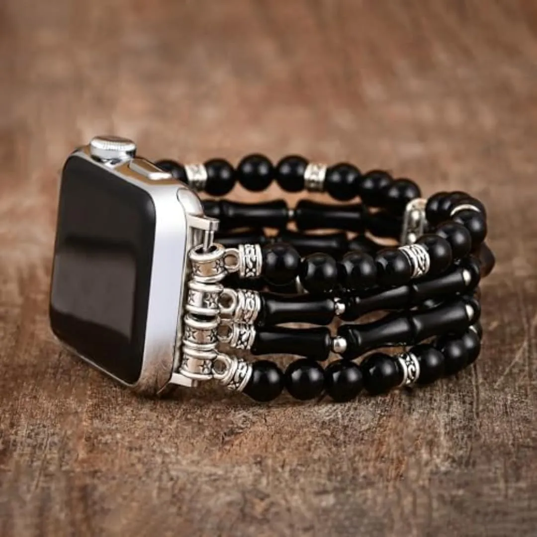 concur Band$ Stretchable Bohemian Style Strap for Men & Women$ Fits 38mm/40mm/41mm/42mm/44mm/45mm Apple Watch Natural Stone Beaded Watch 