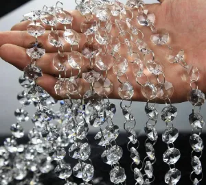consolidation Octagon Beads Chain VOVOV 10 Pack (1000CM/30.5FT) Beaded Trim Clear Crystal Garland Chandelier 