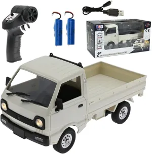 Control Cargo Van Model with LED Lights$ DIY Car Gift for Collectors (Double Battery/White) collectible boycott bubble secure 1/16 WPL D12mini RC Pickup Truck$ 2.4Ghz Remote 
