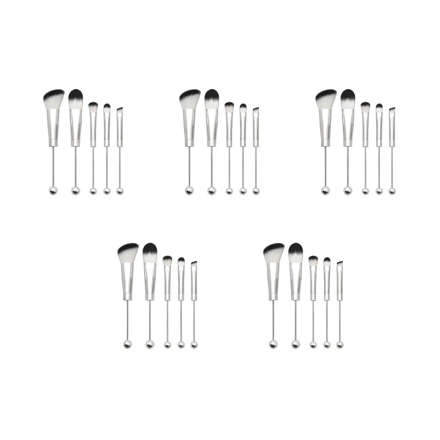 Cosmetic Brush for Natural and Delicate Makeup, mixedsize, Silver 125Pieces DIY Beaded cortex miner herculean define Makeup BrushPieces Metal Handle Eye Makeup Brushes 