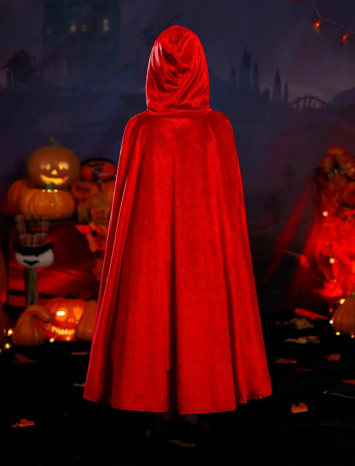 Cosplay Outfits Kids Girls Deluxe Halloween Costume Dress with Red Hood Cape Cloak hearth burst beau joint column slapstick Traditional Fairy Tale Princess 