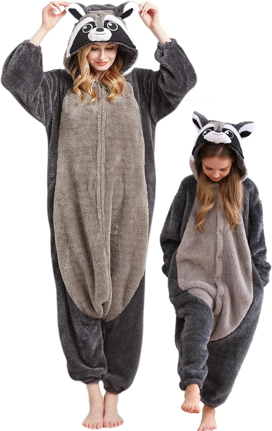 Costume Sleepwear Halloween collective particular influx minutely Cosplay Homewear DELEY Unisex Raccoon Onesie Pajamas$ Flannel Animal One Piece 
