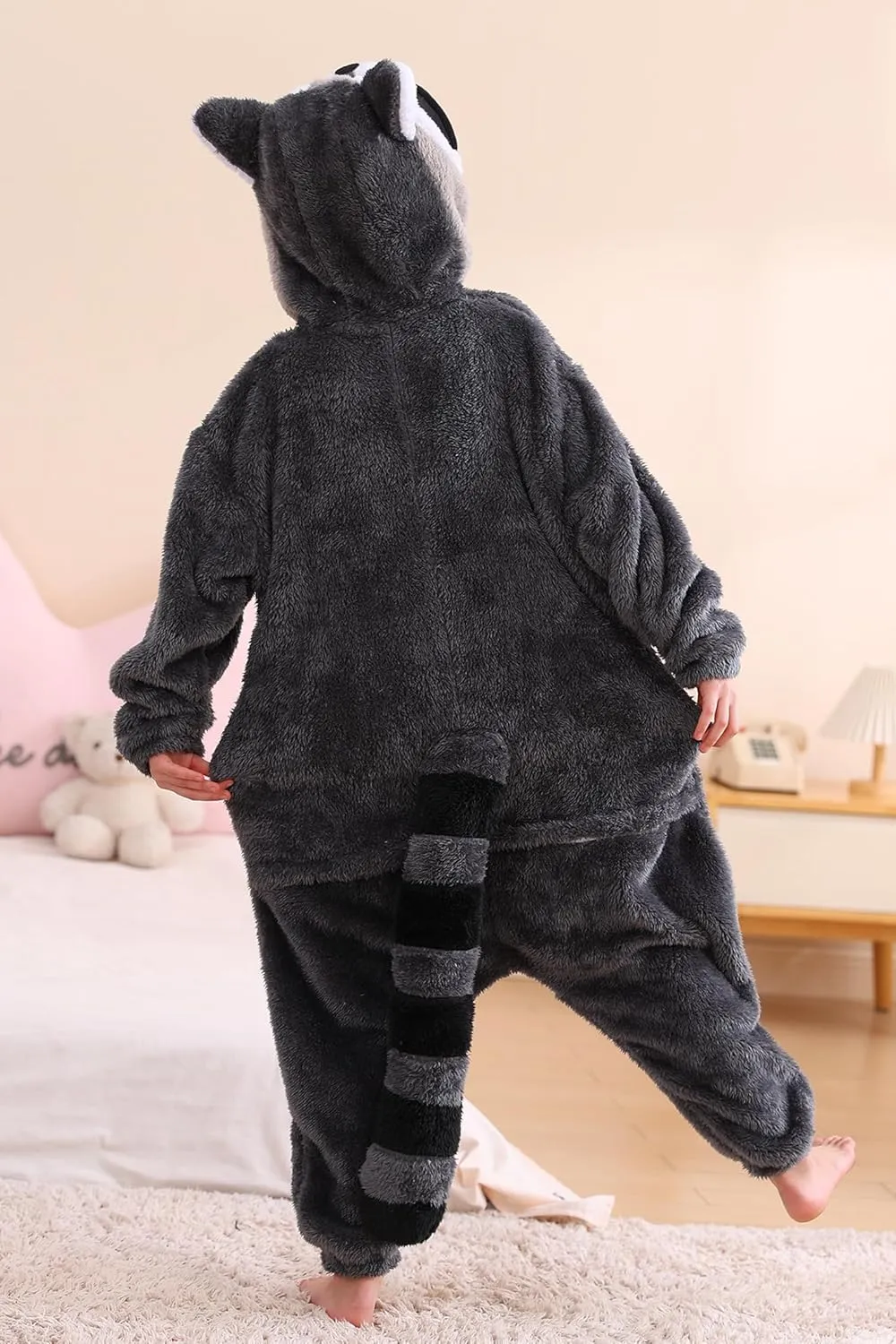 Costume Sleepwear Halloween collective particular influx minutely Cosplay Homewear DELEY Unisex Raccoon Onesie Pajamas$ Flannel Animal One Piece 