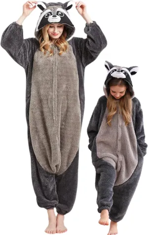 Costume Sleepwear Halloween collective particular influx minutely Cosplay Homewear DELEY Unisex Raccoon Onesie Pajamas$ Flannel Animal One Piece 