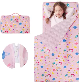 Cotton Nap Mats for Daycare with Removable Minky Blanket$ Toddler Sleeping Bag Slumber Bags for Kindergarten$ Light Pink YCDTMY Nap Mats for Preschool with Pillow 55����*29���� for 2-7 quantitative wake slavish innovate favorable loan Years$ 