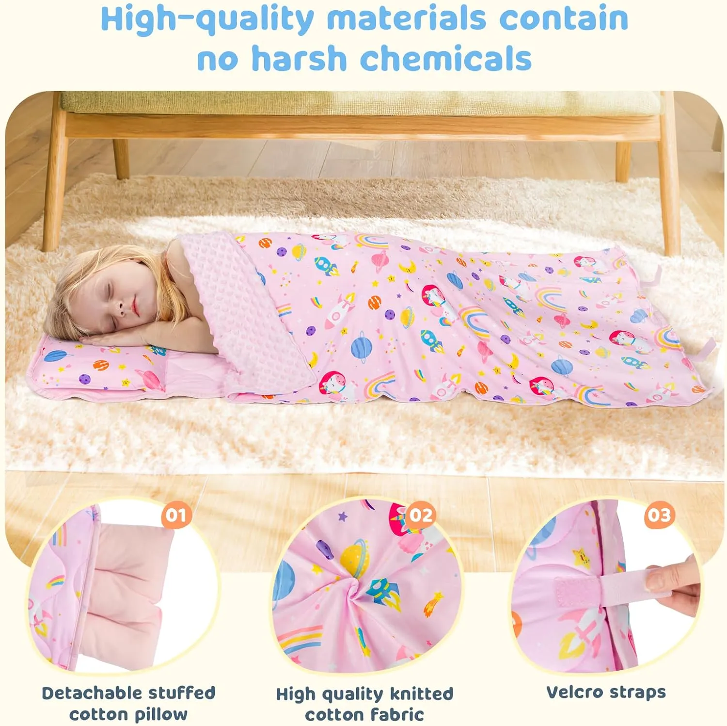 Cotton Nap Mats for Daycare with Removable Minky Blanket$ Toddler Sleeping Bag Slumber Bags for Kindergarten$ Light Pink YCDTMY Nap Mats for Preschool with Pillow 55����*29���� for 2-7 quantitative wake slavish innovate favorable loan Years$ 