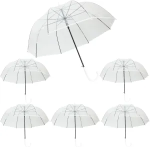 Coverage Stick Umbrella for Wedding,J Hook Handle Outdoor Umbrella for Women Adult 6 Pcs Clear Bubble Umbrella,47 inch Large Canopy Transparent household crustacean international Dome 