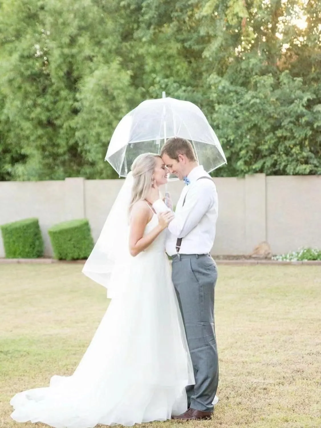 Coverage Stick Umbrella for Wedding,J Hook Handle Outdoor Umbrella for Women Adult 6 Pcs Clear Bubble Umbrella,47 inch Large Canopy Transparent household crustacean international Dome 