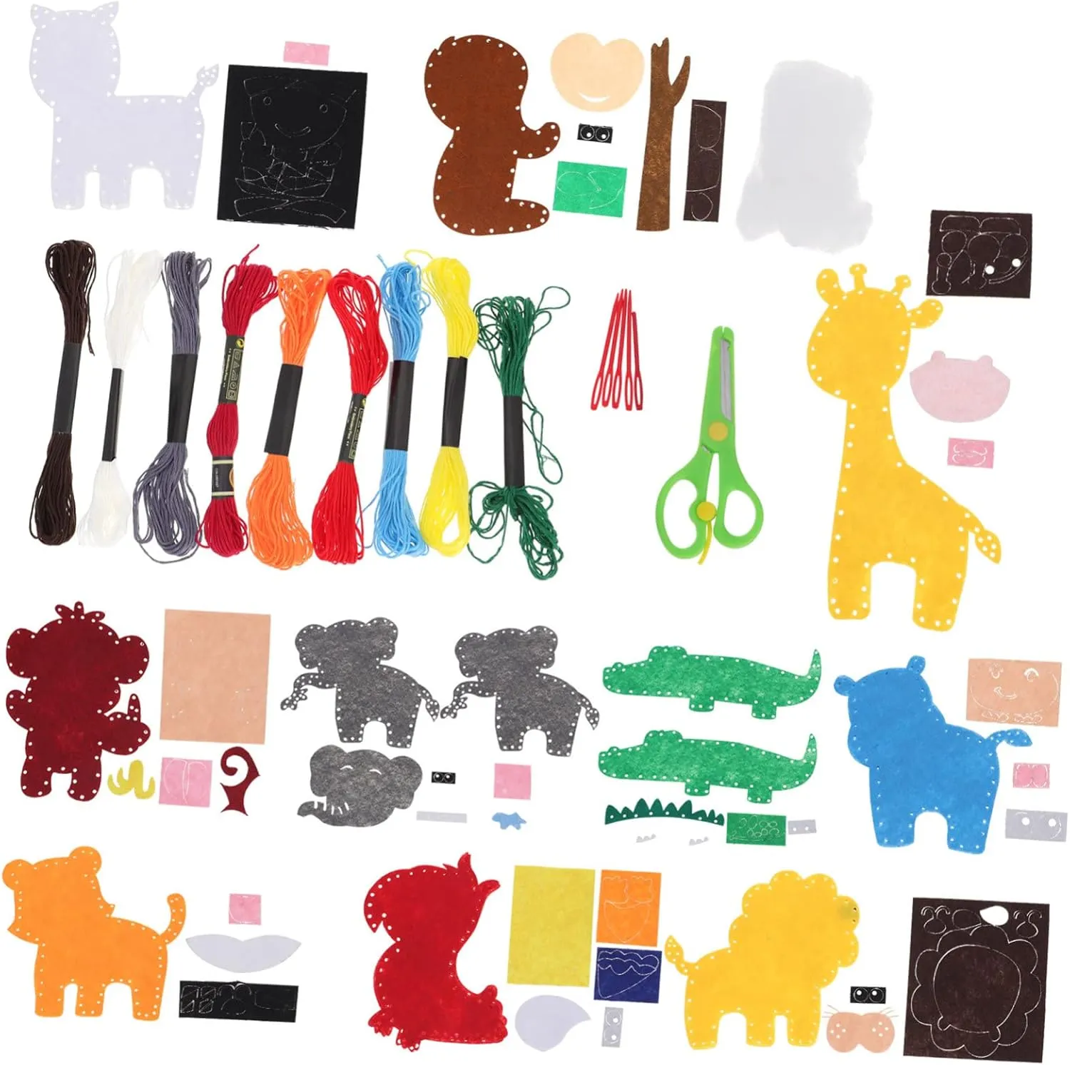 Crafting for Beginners Includes Animal Birthday Present for Creative Play and Hands Activities KICHOUSE 1Set rehabilitation DIY Felt Jungle Animal Sewing Kit for Educational 