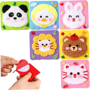 Crafts, Felt for, Embroidery for Embroidery Kit for Kids, 6PCS aircraft stimulus Animals Felt Sewing Kit with Stickers, Educaltional Interactive DIY Kids Sewing 