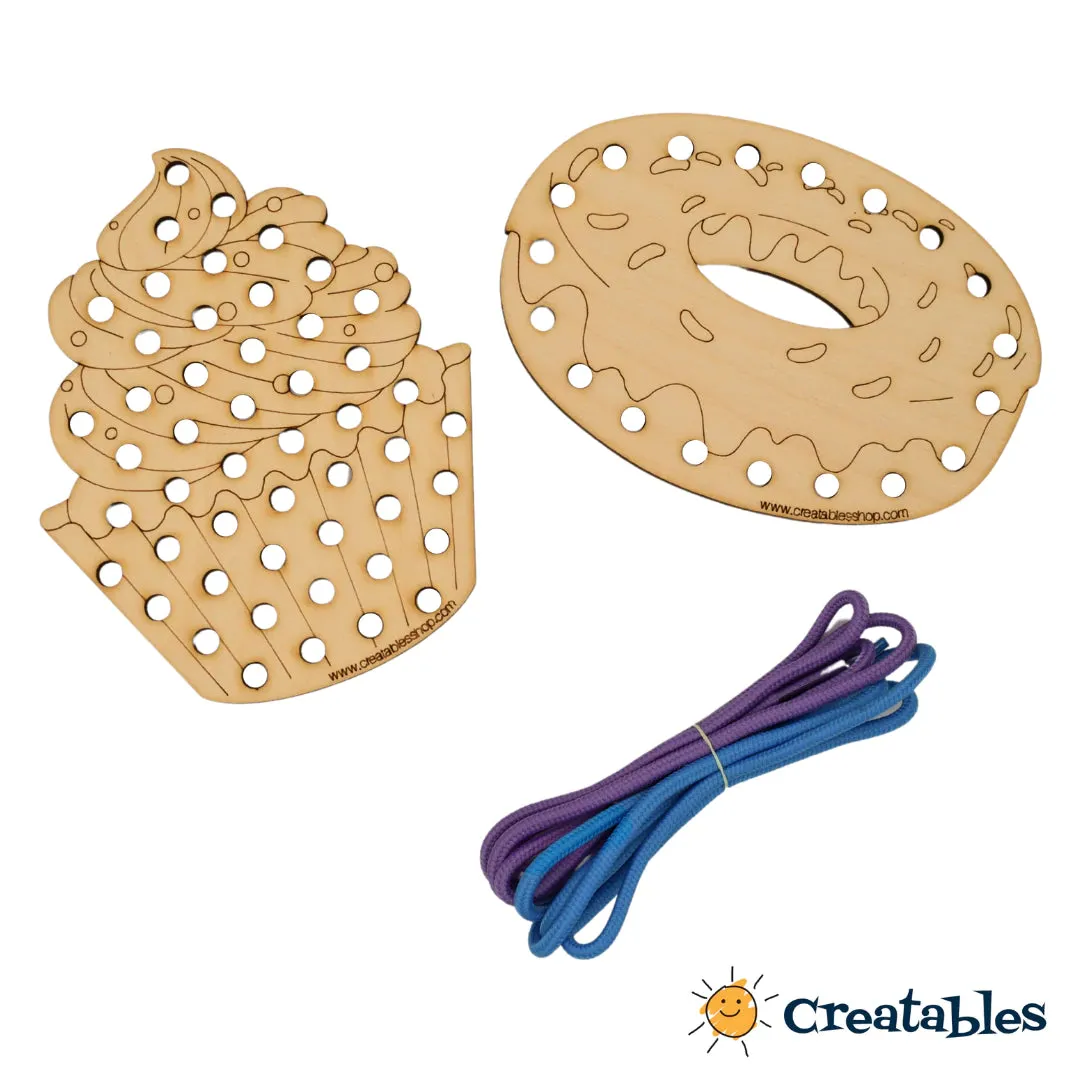 Creatables Donut and Cupcake Paintable, Laceable and Traceable Kit