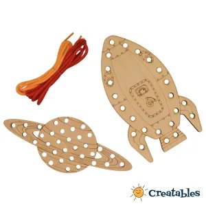 Creatables Rocketship and Saturn Paintable, Laceable and Traceable Kit