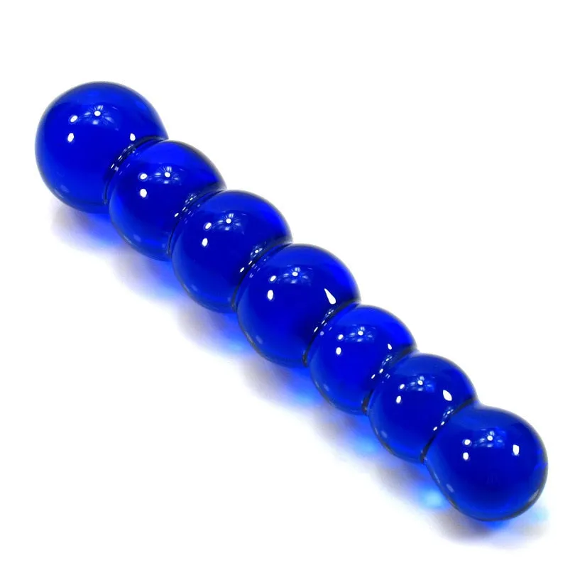 Crystal Bead Blue Dildo Women Massager Wand