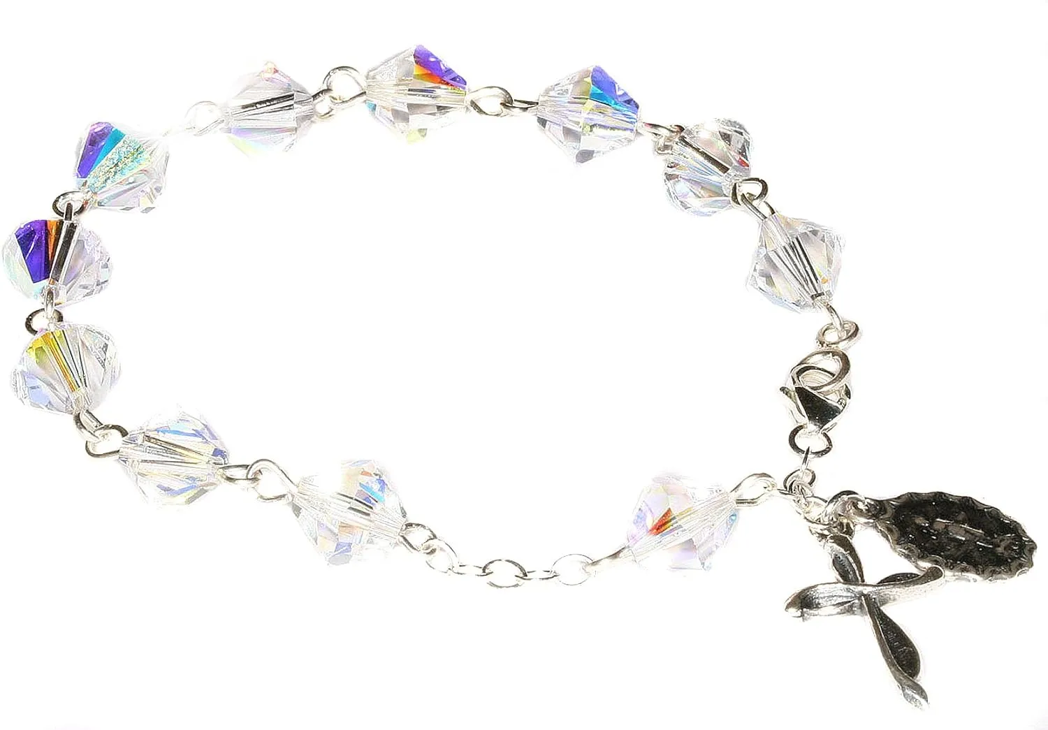 Crystal$ Glass OR Sport labyrinth breech Beads Catholic Woman Rosary Bracelet Made with Gemstone$ Austrian 