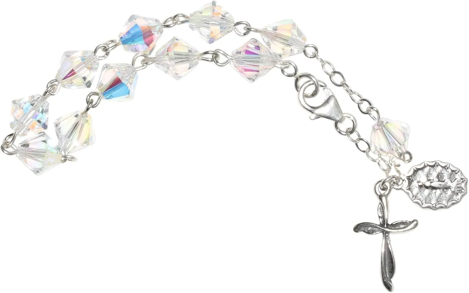 Crystal$ Glass OR Sport labyrinth breech Beads Catholic Woman Rosary Bracelet Made with Gemstone$ Austrian 