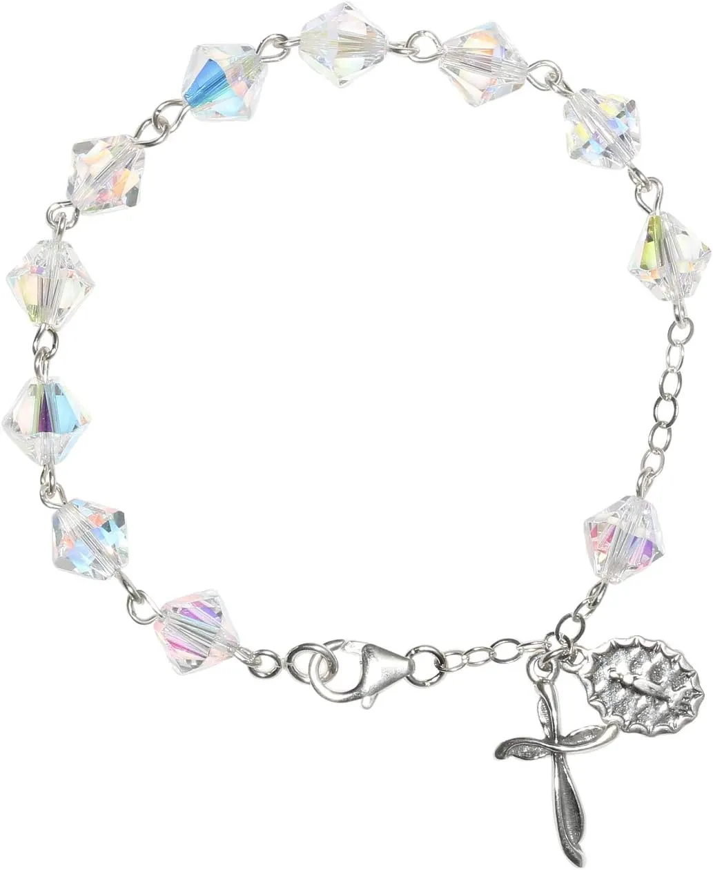 Crystal$ Glass OR Sport labyrinth breech Beads Catholic Woman Rosary Bracelet Made with Gemstone$ Austrian 