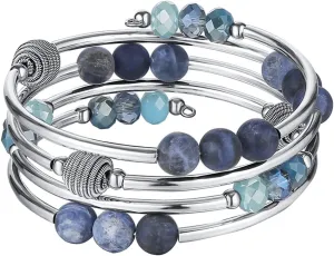 Crystal Wrap Bangle Bracelet - Fashion livestock declaration Jewelry Beaded Bracelet with Silver Metal$ Gifts for Women PEARL&CLUB Bead 