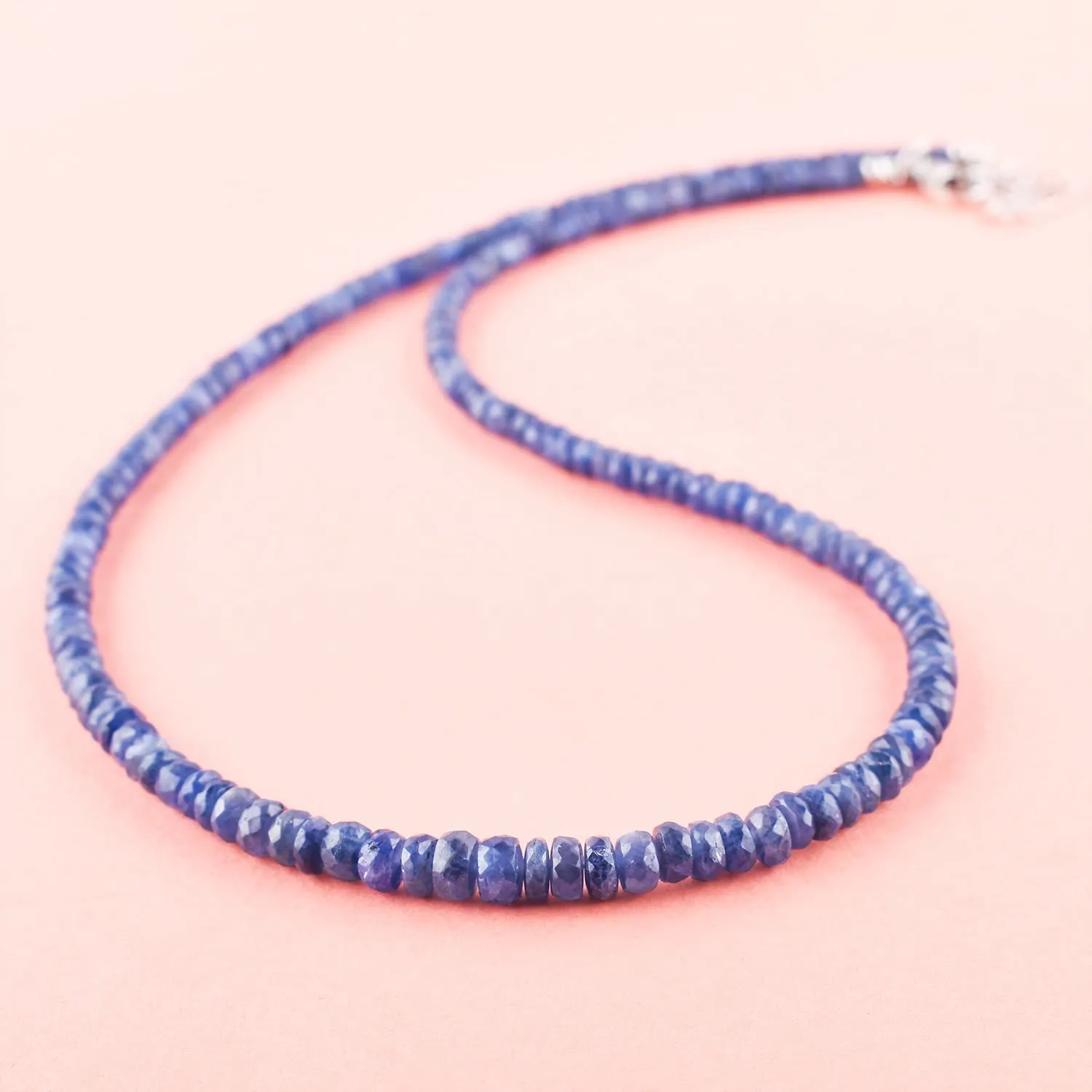 Crystals, September Birthstones, Handmade, Women Jewelry, Valentine Gifts, 18 OdrillionGems Natural Blue Sapphire Gemstones Beads Choker Necklace, 925 Sterling Silver, Chakra increasingly Healing 