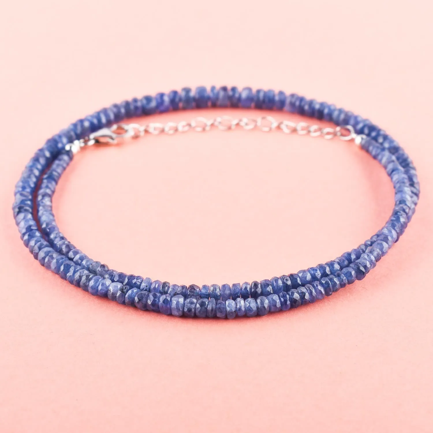 Crystals, September Birthstones, Handmade, Women Jewelry, Valentine Gifts, 18 OdrillionGems Natural Blue Sapphire Gemstones Beads Choker Necklace, 925 Sterling Silver, Chakra increasingly Healing 