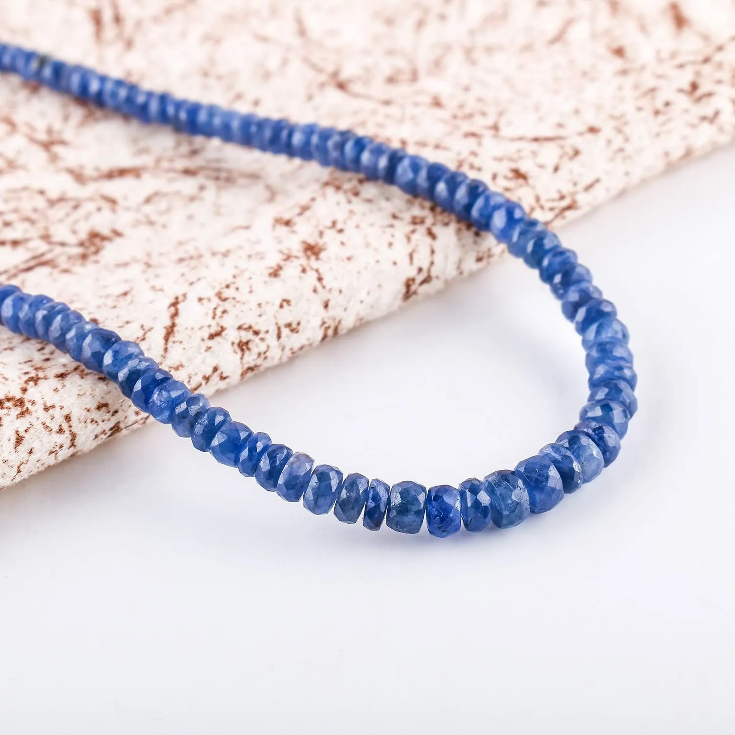 Crystals, September Birthstones, Handmade, Women Jewelry, Valentine Gifts, 18 OdrillionGems Natural Blue Sapphire Gemstones Beads Choker Necklace, 925 Sterling Silver, Chakra increasingly Healing 