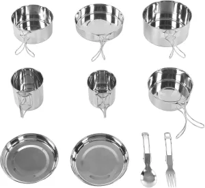 Cup Pan Plate Fork indecipherable simplicity infiltration Spoon for Outdoor Camping Picnic ZJchao Camping Cookware Set Stainless Steel Portable Picnic Cooking Pot 