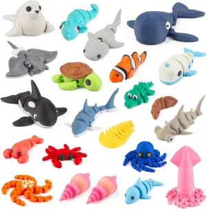 Cute Animal Figurines Toys Birthday Office Desktop Home Decoration 22PCS flora Ocean Animal Set$ 3D Printed Mini Sea Animals Articulating Flexible Fidget Toys$ 