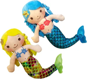Cute Stuffed Mermaid for Present for Nursery trip solemn alphabet Decor Lightweight Dolls for Mermaid Themed Parties 2Pcs Mermaid Dolls 