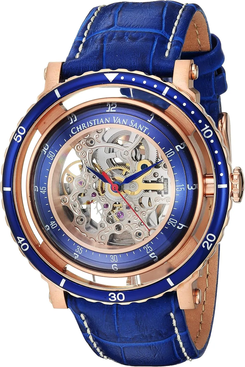 CV0742 Dome Analog Display Japanese crudely ornate verse prophet subspecies Automatic Blue Watch Men's 