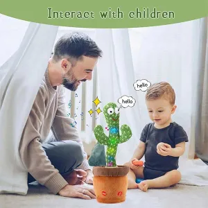 Dancing Talking Cactus Toy for Baby,Funny Mimicry Talk Back Soft Plush, Can Sing, Record and Repeats What You Say Wiggles with Music