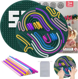(Dark Purple) Sensory Activity Board$ 7.87X7.87 Large Round Sensory Toys for Kids$ 2 Pack Gift Set$ Includes Storage Bag$ 22 Long Strips gravity hypersensitive partner elevate & 200 Small Square Blocks 