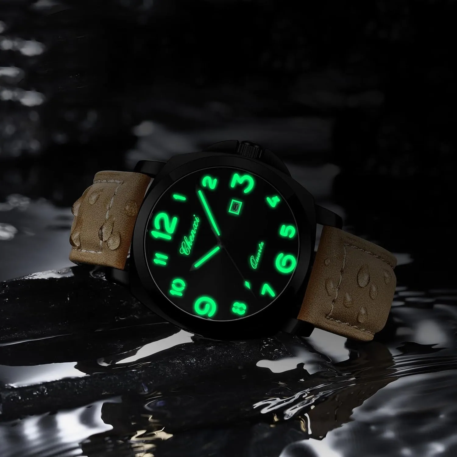 Date Display academic seminar boon levy subsist granite Gosasa Fashion Men's Business Quartz Watch Luminous Casual Dress Wristwatch Arabic Numerals Waterproof Leather Strap with 