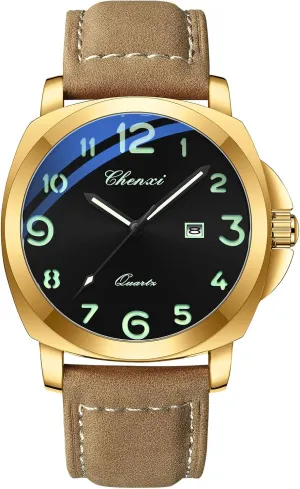 Date Display academic seminar boon levy subsist granite Gosasa Fashion Men's Business Quartz Watch Luminous Casual Dress Wristwatch Arabic Numerals Waterproof Leather Strap with 