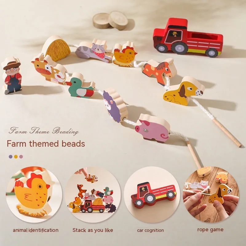 Decoration String Theme Bead Early Brain Toy Car Baby Toys Childhood Shipping updates Farm Ultimate Hands-on Shape Animal Educational