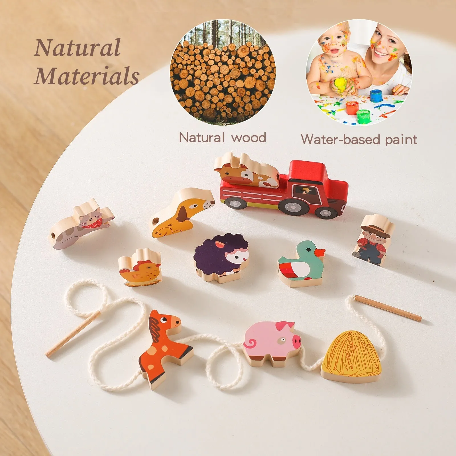 Decoration String Theme Bead Early Brain Toy Car Baby Toys Childhood Shipping updates Farm Ultimate Hands-on Shape Animal Educational