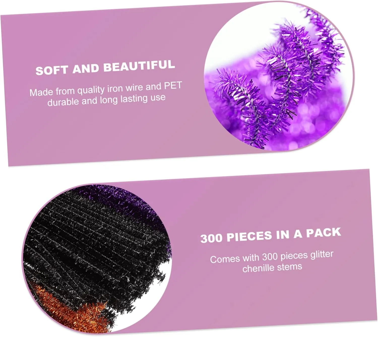 Decorations 300pcs*2 ARTIBETTER 2sets Chenille Material Pipe Cleaners Glitter Rods Bulk Set Tinsel Stems for proton Festive 