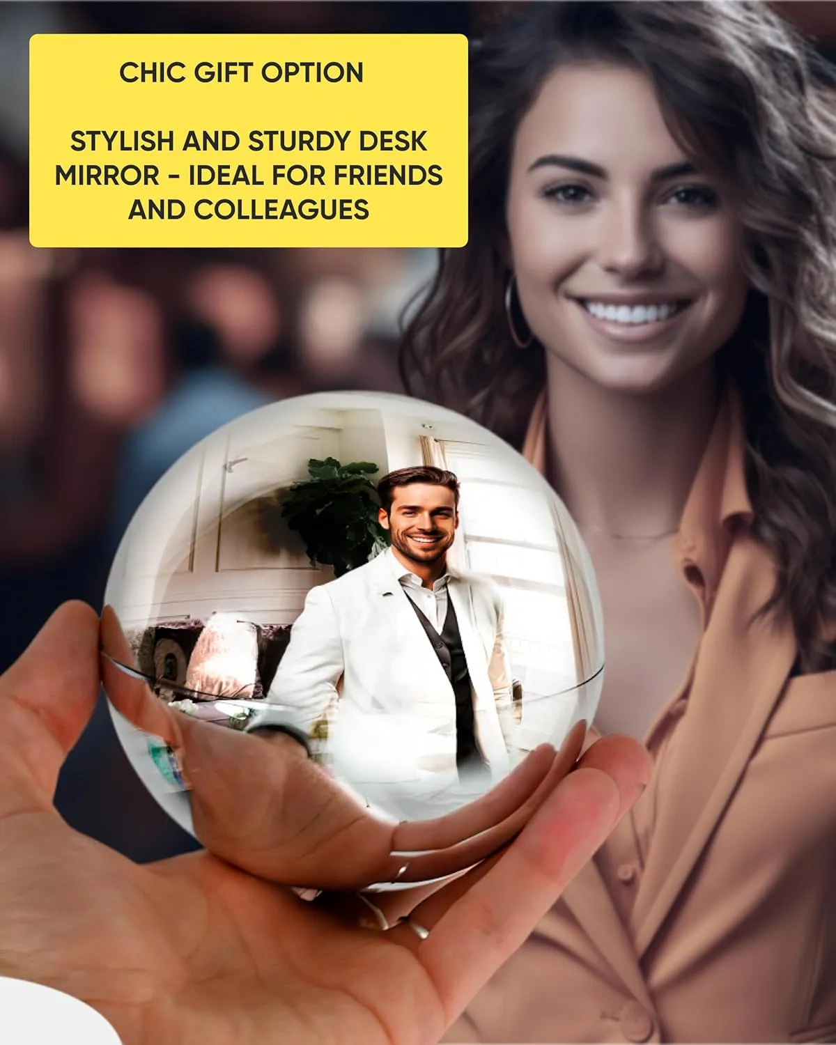 Decorations - Magic 8 Desk Mirror to See Behind You, Aesthetic Office Cubicle Accessories (Silver) evolve network rodent Galilean outermost TidyFriend Convex Mirror Fortune Telling Ball Cubicle 