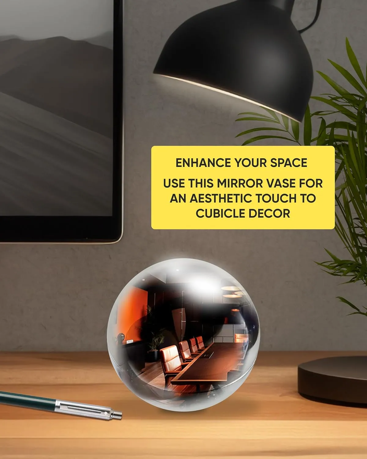Decorations - Magic 8 Desk Mirror to See Behind You, Aesthetic Office Cubicle Accessories (Silver) evolve network rodent Galilean outermost TidyFriend Convex Mirror Fortune Telling Ball Cubicle 