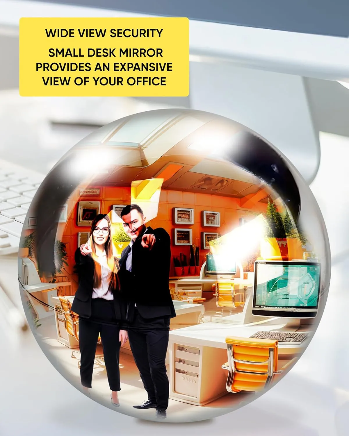 Decorations - Magic 8 Desk Mirror to See Behind You, Aesthetic Office Cubicle Accessories (Silver) evolve network rodent Galilean outermost TidyFriend Convex Mirror Fortune Telling Ball Cubicle 