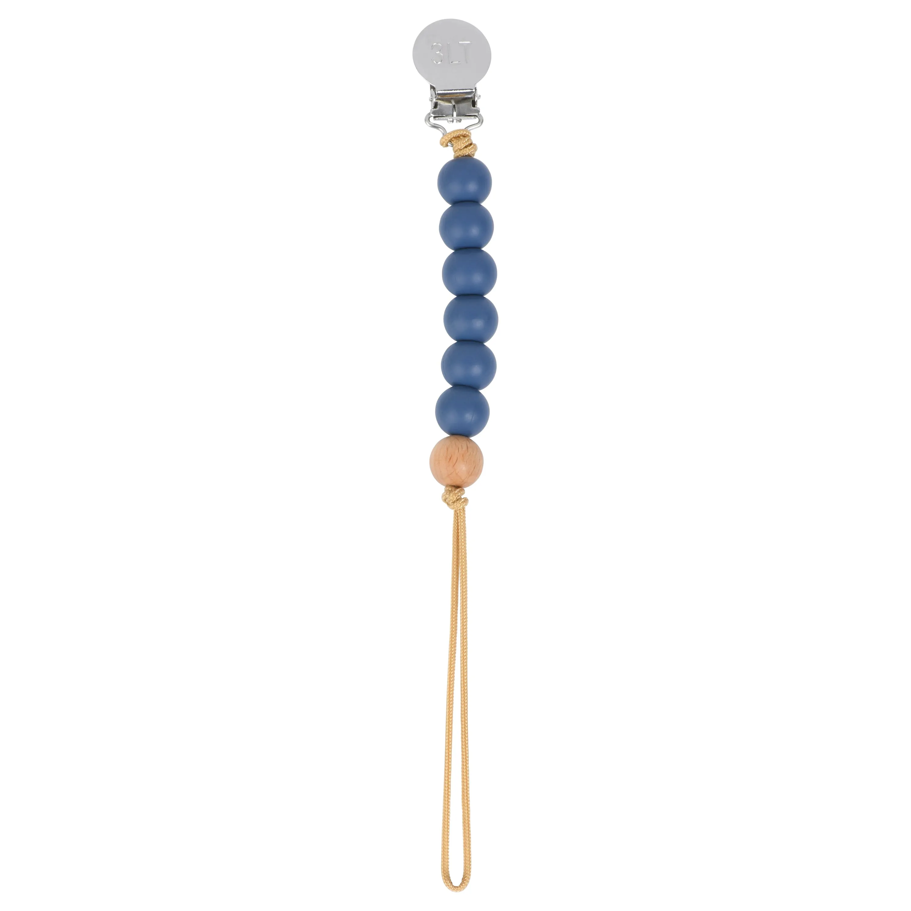 Denim Blue Silicone Beaded Pacifier Clip