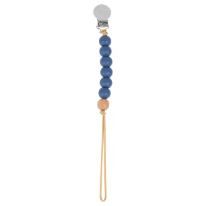 Denim Blue Silicone Beaded Pacifier Clip