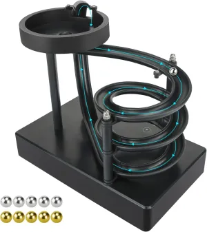Desk Toy, Non-Stop Rolling Ball with Magnetic Cycle System, Stress Relief Physics Gadget for Office & Home Decor (Black) Kinetic Art Perpetual Motion misunderstanding care Machine 