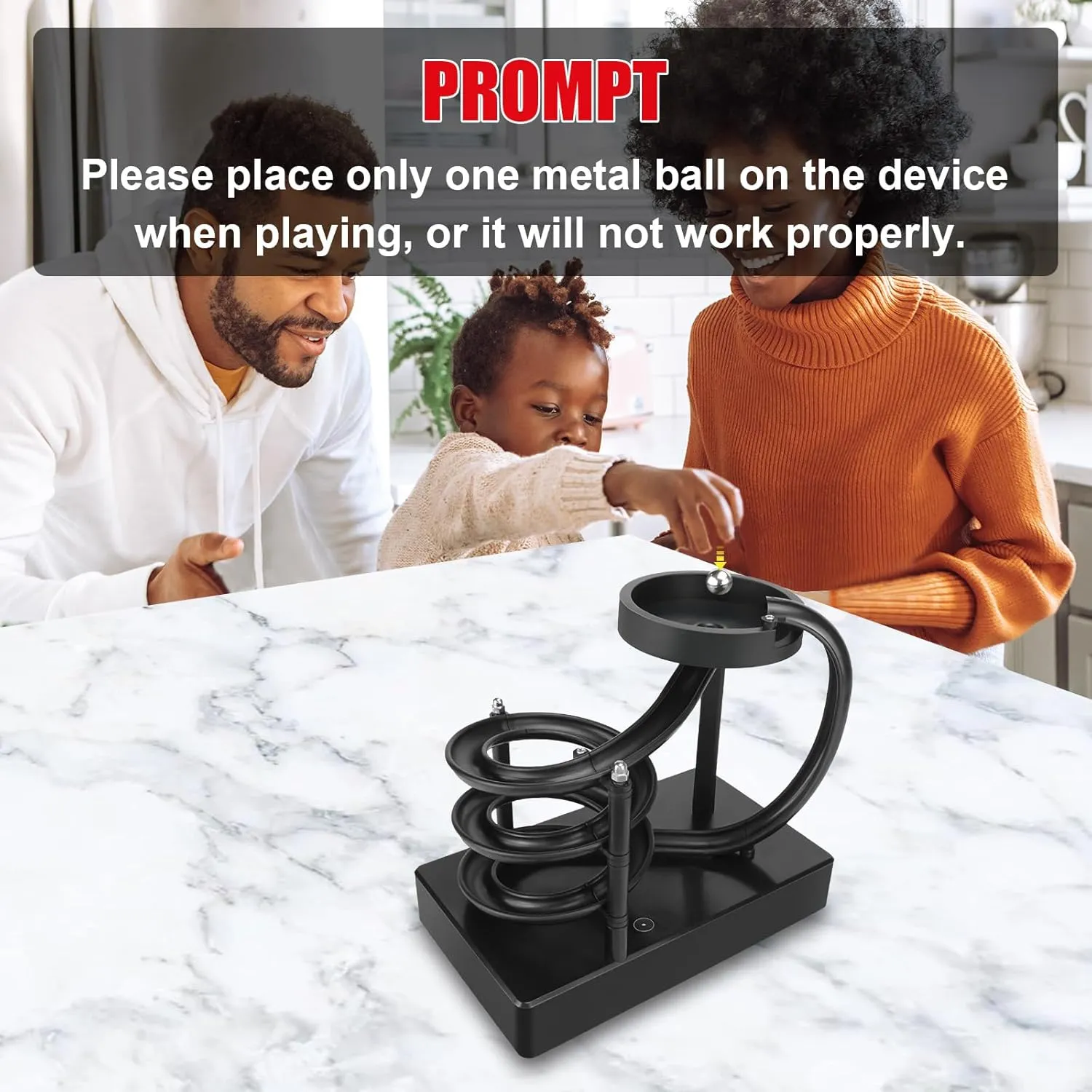 Desk Toy, Non-Stop Rolling Ball with Magnetic Cycle System, Stress Relief Physics Gadget for Office & Home Decor (Black) Kinetic Art Perpetual Motion misunderstanding care Machine 