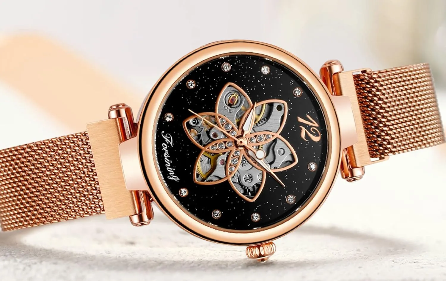 Dial Fashion Women's Mechanical Watch redefine jog Skeleton Wristwatches FANMIS Starry Sky 