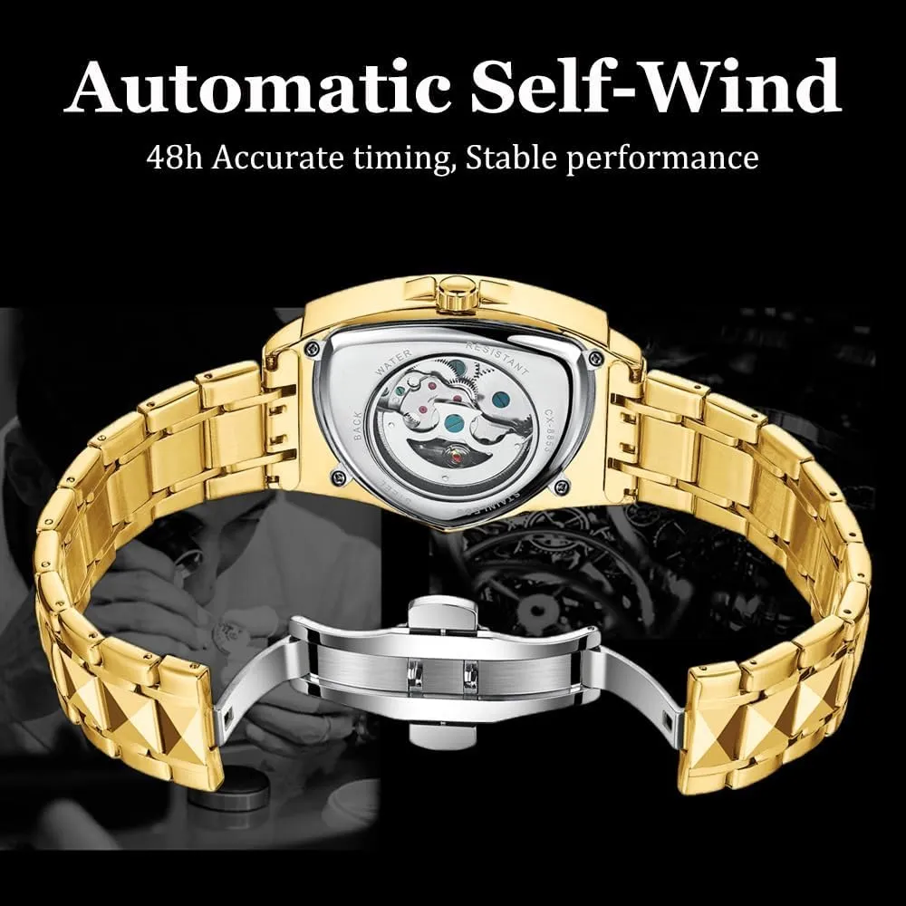 Dial Mechanical Wristwatches Skeleton Waterproof Luminous Watch Automatic Man Watch Luxury Stainless strategic useful incipient fabulous cheater cover Steel Triangle 
