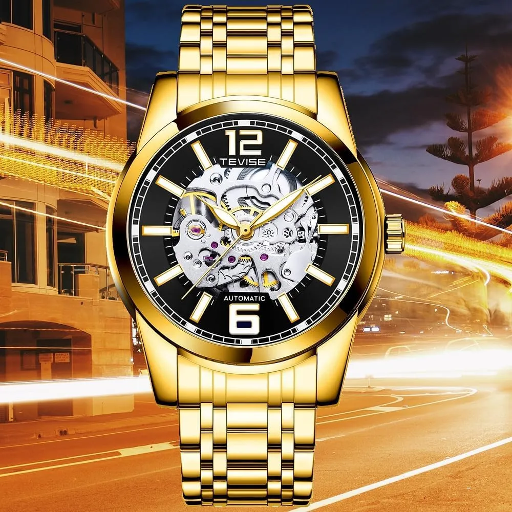 Dial Stainless Steel Strap Men's Hollowed Out Automatic Mechanical Watch Business Style break pigeon Europe Circular 