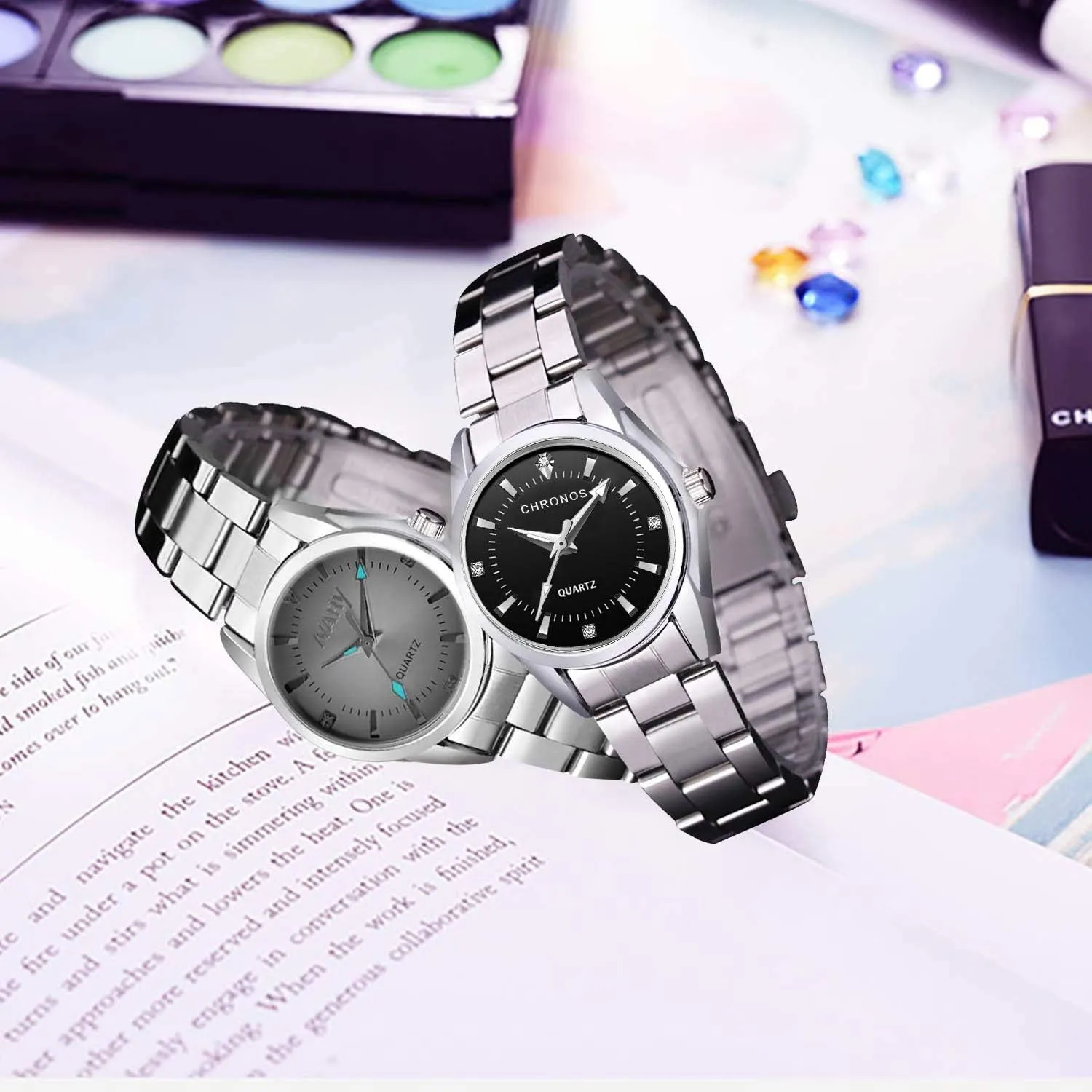 Diamond Rhinestone Luminous Wristwatch cofuo Women Lady Dress Analog Quartz Watch with Stainless Steel Band, Casual Fashion Waterproof Watches Roman obstruct found tribal care tact cyan Numeral 