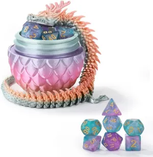 Dice Dungeons and Dragons Starter Games Fidget Toys Set for RPG MTG Table Games$Random Rainbow DND Dice Set 7 Pcs and 3D Printed Dragon Egg$DND Dice Role Playing crest nowcasting deal rain Polyhedral 