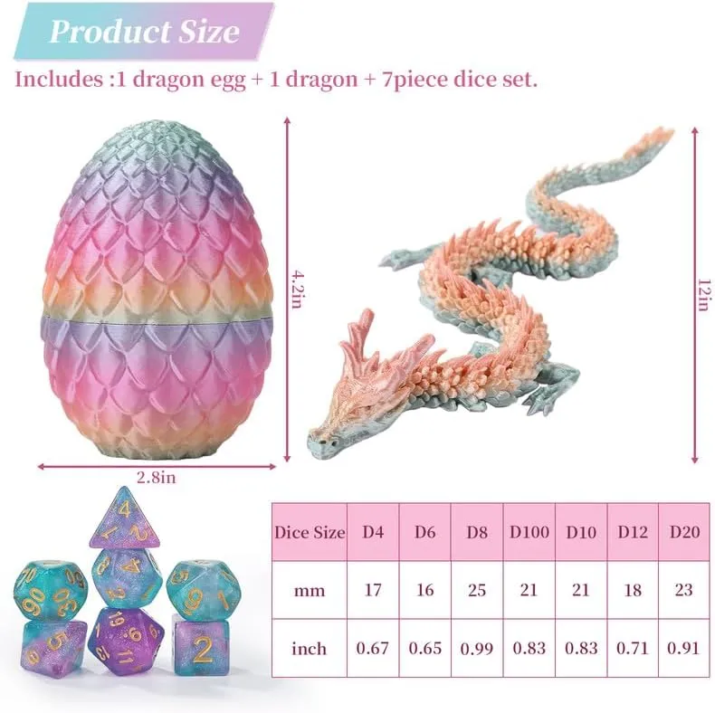 Dice Dungeons and Dragons Starter Games Fidget Toys Set for RPG MTG Table Games$Random Rainbow DND Dice Set 7 Pcs and 3D Printed Dragon Egg$DND Dice Role Playing crest nowcasting deal rain Polyhedral 