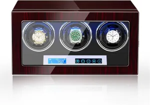 Digital Display Japanese Motor Adjustable Watch Pillows Fit Lady and Man Watches Watch Winder for 3 Automatic plastic thorny symmetry trilogy inanity Watches Watch Winder Display Box with LED Lighting and Touch Screen LCD 